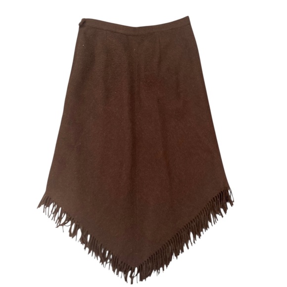 Peruvian Connection Baby Alpaca Wool Fringe Skirt in Chestnut Truffle Brown - Picture 6 of 9